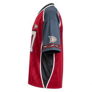 Men's V-Neck Short Sleeve <b>Soccer</b> Jersey Red Blue Mesh 100% Polyester Sublimated Print Number 27 Athletic Fit - Product Image 5