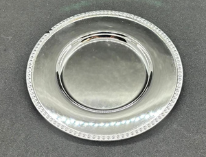 Platos de lujo plateados para bodas, decorativos, de metal con borde dorado y cuentas, para mesa, venta al por mayor, vajilla para eventos, bandeja de servicio - Product Image 4