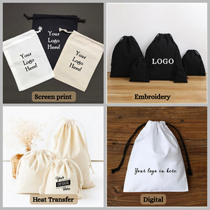 Sac en toile de coton naturel en gros avec cordon de serrage, pochette cadeau personnalisée avec logo pour emballage de bijoux, faveur de mariage, OEM - Product Image 4
