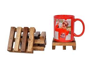 Wooden Tea <b>Coasters</b> Teak Wood <b>Table</b> for Tea Cups Coffee Mugs Beer Cans Tumblers Water Glasses Durable Drink for Home Office - Product Image 2