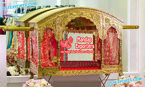 Palki Doli de Boda Estilo Maharaja Premium para Entrada de la Novia, Doli Dorado de Diseño para Novia, Palki Real Rajwada para Entrada de Boda, EE. UU. - Product Image 3