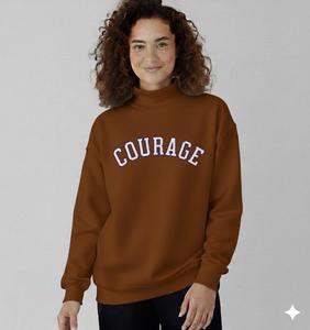 Custom Womens Brown <b>Mock</b> <b>Neck</b> Sweatshirt Oversized Graphic Fleece Pullover Casual Winter Streetwear <b>Top</b> - Product Image 1
