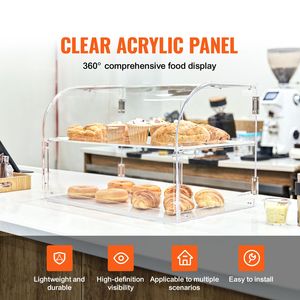 Vetrina Espositiva Commerciale a 2 Livelli in Acrilico per Pasticceria, Espositore da Banco per Panetteria con Accesso Posteriore Rimovibile per Negozi - Product Image 2