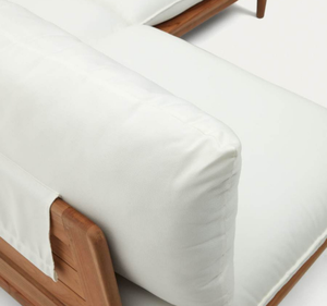 Juego de Sofás de Jardín en Forma de L de Lujo, Estilo Tropical, con Estructura de Madera de Teca Maciza, Cojines Gruesos, para Villa, Resort, Patio, Terraza, Exterior Moderno - Product Image 4