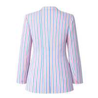 Blazer croisé JJoa à rayures cristallines pour femme, rose et bleu, avec patch brodé, élégant, formel et décontracté, 100 % tricoté biologique