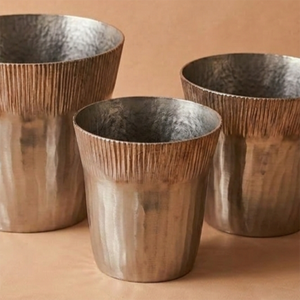 Silver Metal Flower <b>Vase</b> Set Modern Textured Three Piece Collection Industrial Tabletop Decorative <b>Unique</b> Handcrafted Pieces - Product Image 5