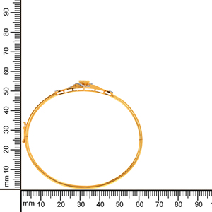 18K Gold Geometric Diamond <b>Bangle</b> <b>Bracelet</b> | Modern Openwork Designer <b>Bracelet</b> for Women - Product Image 4