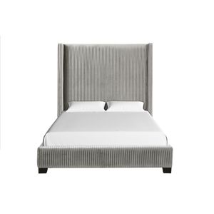 Letto Imbottito King-Size Grigio Chiaro in Scatola, Comodo ed Elegante - Product Image 5