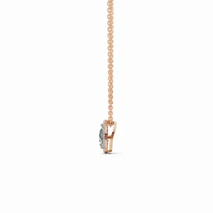 Majestic Pear & Round Cut Halo Lab Grown Diamond <b>Pendant</b> <b>Necklace</b> with Link Chain 18K <b>Rose</b> <b>Gold</b> 0.578 Cts Women's Engagement - Product Image 4