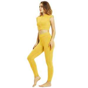 Conjuntos deportivos para mujer, top deportivo sin costuras y leggings de cintura alta, elásticos, transpirables, ropa de yoga. - Product Image 3