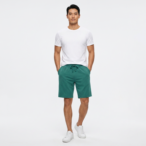 <b>Men's</b> Mid Waist Breathable Cotton <b>Bermuda</b> <b>Shorts</b> With Drawstring And Pockets Solid Color Casual Knitted Style - Product Image 4