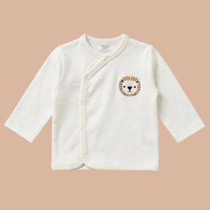 Ensemble de vêtements pour bébé bio Cot & Candy, 2 pièces, haut kimono blanc cassé avec pantalon à pattes, motif animal mignon pour garçons de 0 à 6 mois - Product Image 2