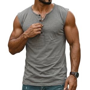 Bulk Wholesale Men's Henley Tank <b>Tops</b> Customizable Blank Muscle Tees Sleeveless Gym Shirts Casual Apparel <b>Top</b> Tank <b>Tops</b> For Men - Product Image 6