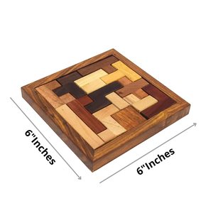 Planche de puzzle en bois 6x6 pouces, design classique sculpté, cadeau artisanal - Product Image 2