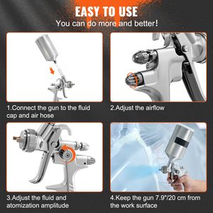 Professional HVLP Air Spray Gun 1.3mm 1.7mm Stainless Nozzles 1000cc <b>Copper</b> <b>Cup</b> Gravity Feed Sprayer for Automotive 1000cc - Product Image 6