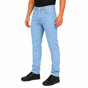 Premium Quality Stretch Denim <b>Jeans</b> <b>Men</b> Slim Fit Durable Breathable Lightweight Outdoor <b>Work</b> Trousers Fashion Plain Solid Color - Product Image 2