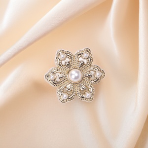 XH Pearl Flower Shank <b>Buttons</b> Zinc Alloy Plated Metal Beaded Eco-friendly Fasteners for Knitwear Sweater <b>Coat</b> Jacket - Product Image 4
