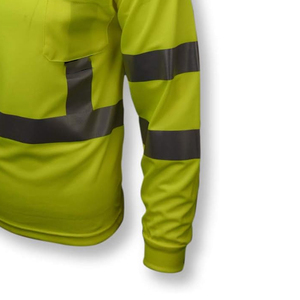 Camisetas de Seguridad de Manga Larga de Secado Rápido, 100% Poliéster, Color Verde Neón, con Franjas Reflectantes - Product Image 5