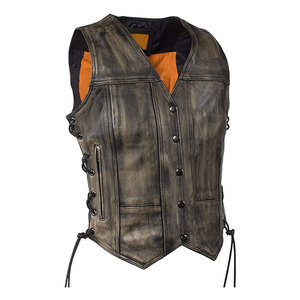 Veste en cuir pour motards sur mesure pour hommes, veste sans manches pour la conduite à moto, cuir véritable, OEM ODM, étiquette privée, vente en gros - Product Image 1