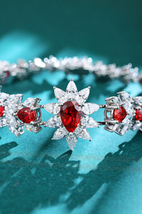 Pear Cut Diamond 925 Silver <b>Bracelet</b> Women's Luxury <b>Red</b> Gemstone Wedding Jewelry - Product Image 1