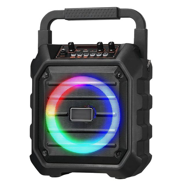 Portable Karaoke Machine With 2 Wireless Microphones RGB Led Lights Rechargeable Battery For Adults