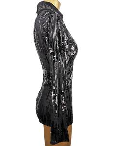 Chemise de spectacle western noire à sequins avec col en strass pour style Rodeo - Product Image 3