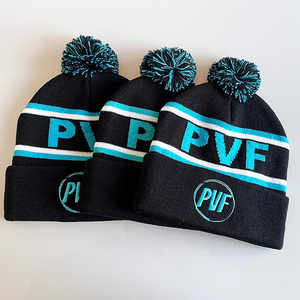 Gorro de Punto Personalizado para Equipos Deportivos, 100% Acrílico, Logotipo Bordado en Jacquard, Gorro de Invierno con Bola de Peluche, Gorro de Punto con Bola de Pelo Sintético - Product Image 1