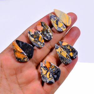 พลอยมาลิกาโนแจสเปอร์ทรงคาโบชองคู่ ลายธรรมชาติ  ขายส่งจำนวนมาก สำหรับทำเครื่องประดับ ขนาด 20x40 มม. น้ำหนัก 4x5 กรัม - Product Image 1