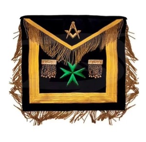 Masonic Blue Lodge Officers Embroidered <b>Leather</b> <b>Apron</b> Set of 11 Sew On Badge Magnetic Regalia - Product Image 3