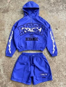 Custom Windbreaker Short Set <b>Men</b> Lightweight Hooded Zip Up <b>Jacket</b> And Shorts Two Piece Tracksuit Streetwear Sportswear Outfit - Product Image 4