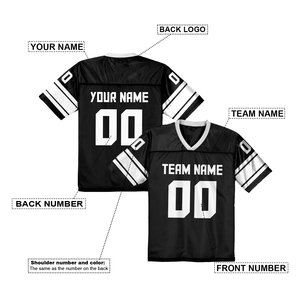 Maillot de football américain personnalisé, col en V, impression par sublimation, nom de l'équipe, vêtements de sport respirants, maillot de fan de football américain - Product Image 3