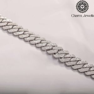 Collar Unisex de Moissanita Charm Jewells, Cadena Figaro, Plata 925, Chapado en Oro de 14K, Certificado IGI, Estilo Hiphop de Lujo para Fiestas - Product Image 6