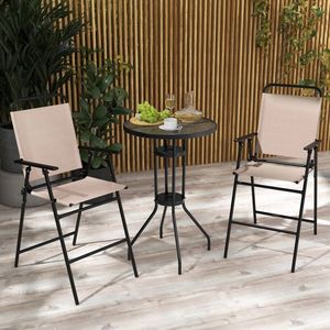 Ensemble bistrot d'extérieur 3 pièces avec 2 chaises pliantes pour usage en jardin - Product Image 6