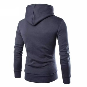 Sudadera con Capucha Gris para Hombre con Detalles Naranjas, Cierre de Botones, Corte Ajustado, Informal, de Punto, de Algodón, para Otoño - Product Image 2