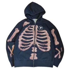 Wholesale Winter Tie Dye <b>Skeleton</b> <b>Hoodies</b> Men Unisex High Quality 100% Cotton Custom Sublimation Printing - Product Image 1
