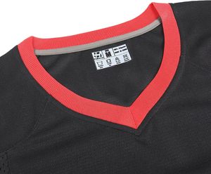 Camiseta Deportiva de Manga Corta con Cuello en V Azul Marino para Hombre con Rayas Rojas, Camiseta Informal de Poliéster de Secado Rápido para Verano - Product Image 6