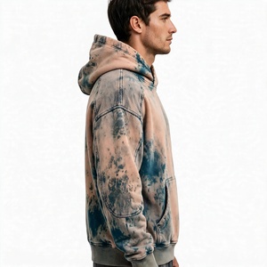 Men's Acid Wash <b>Tie</b> <b>Dye</b> <b>Hoodie</b> Vintage Oversized Pullover Sweatshirt with Kangaroo Pocket - Product Image 3