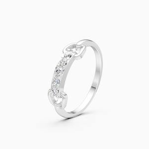 Anillo de barra con cadena de diamantes cultivados en laboratorio de 0.19 quilates en oro amarillo, blanco y rosa de 9 quilates - Product Image 3