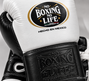 No Boxing No Life White Leather Boxing Gloves <b>Lace</b>-Up Adjustable Wrist Strap Adults Training Breathable Customized Color Logo - Product Image 6