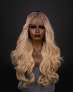 613 Blonde Remy Vierge Cheveux Épaule Longueur Perruques Extensions de Cheveux 100% Vietnamien Humain Soyeux Vague Droite Machine Double Trame - Product Image 5