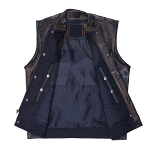 Gilet en cuir vintage léger, coupe-vent, écologique, sans manches, pour l'hiver, couleur personnalisée, logo personnalisable de haute qualité pour hommes - Product Image 4