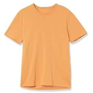Camiseta de Manga Corta para Hombre, Color Naranja Sólido, Cuello Redondo, Corte Regular, Tejido de Punto Informal - Product Image 1
