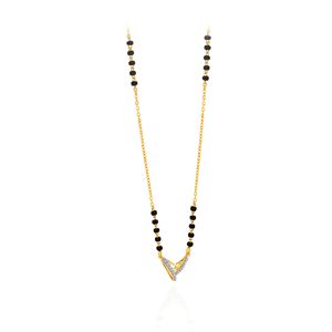 Elegant GLEAMORA ENTERPRISE Rose Gold Plated 9K Yellow Gold IGI Certified Classic Women's Mangalsutra <b>Black</b> Beaded <b>Chain</b> - Product Image 2