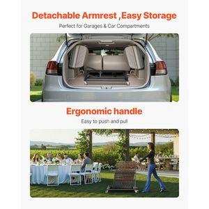 Carrello Porta Sedie Pieghevole in Metallo Resistente, Capacità 300 LBS, Forma a L, Posizionamento Verticale, per 25 Sedie - Product Image 2