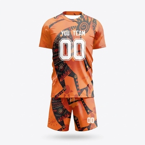 Conjunto de Camiseta de Fútbol Unisex Personalizada, Degradado Azul Claro, Sublimada, Transpirable, de Malla, Secado Rápido, Poliéster, Manga Corta, Cuello Redondo, para Equipo - Product Image 1