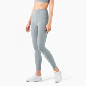 High Waist Seamless Spandex/Polyester Leggings Solid Gray Stretch Breathable <b>Tummy</b> <b>Control</b> UV Protection Quick Dry Full Women's - Product Image 1