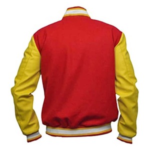 Veste de baseball universitaire pour hommes de qualité supérieure, vente en gros, patch personnalisé, veste universitaire en laine unie avec manches en cuir - Product Image 4