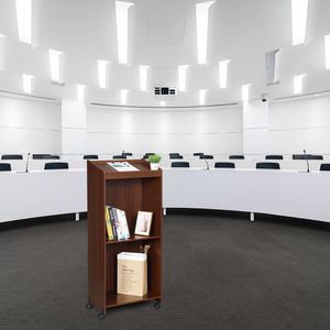 Podio Mobile in Legno XH per Scuole con Scomparti e Supporto per Altoparlante - Product Image 1