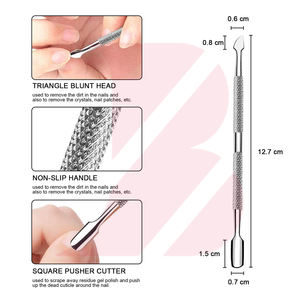 2 pièces : Repousse-cuticules et coupe-cuticules professionnels, outil double tête en acier inoxydable - Product Image 3