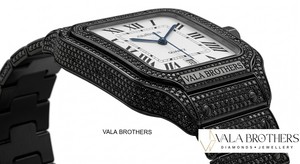 Reloj Cartier Santos-Dumontt, Negro, con Diamantes, Acero Inoxidable, Rectangular, 39 mm, Cuarzo Analógico, Números Romanos, de Lujo para Hombre, con Correa Desplegable - Product Image 2